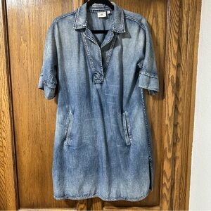 AG Adriano Goldschmied Women's Denim Chambray Amanda Classic Shirt Dress Sz XS/S